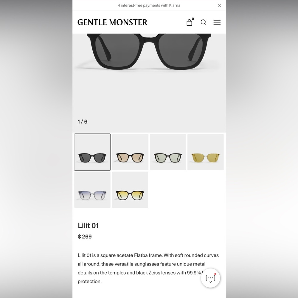 NWT Gentle Monster Sunglasses - Lilit 01 in Black